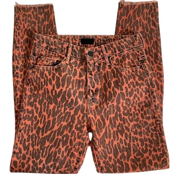 MOTHER Looker ankle fray slim skinny punk Animal Attraction leopard print red - Picture 16 of 16